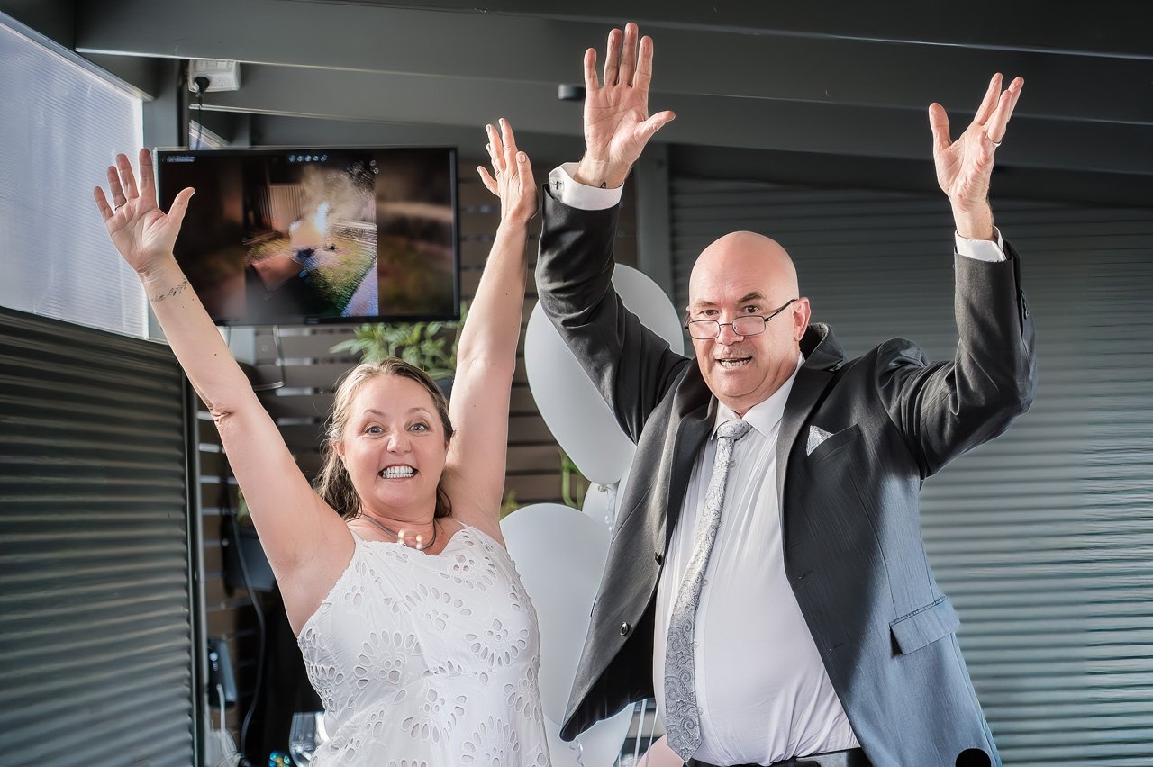 Happy Couple at Surprise Wedding